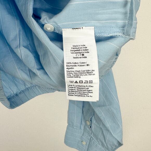 J.Crew Cropped Fitted Waist Button Up Shirt Striped Blue Minimalist Large NWT - Picture 6 of 14